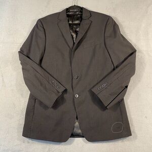 Calvin Klein Men's Classic Black Pinstripes Wool Blazer Jacket, Lined, size 42L